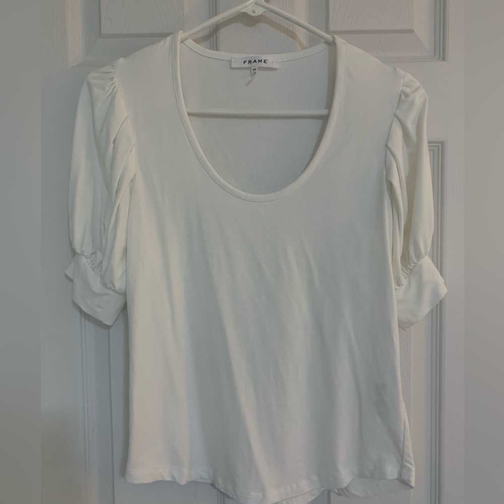 FRAME white crewneck blouse